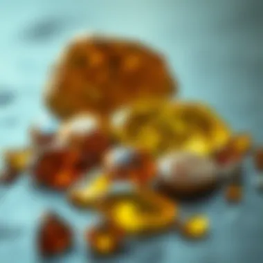 Diversity of Yellow Gemstones A collection of various yellow gemstones displayed elegantly