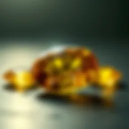 Brilliant yellow sapphire reflecting light