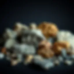 A stunning collection of various meteorite specimens displayed on a dark background
