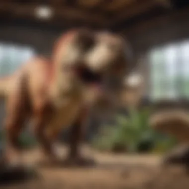 Dinosaur Plush Collection in Educational Context A collection of various dinosaur plush toys, including the Allosaurus, displayed in an educational setting.