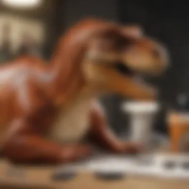 Creative Design Process for Allosaurus Plush Toy An artist sketching the design concepts for a new Allosaurus plush toy, highlighting the creative process.