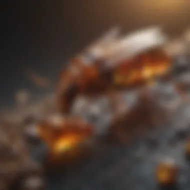 Detail of Amber Featuring an Insect Inside A close-up view of amber with a trapped insect