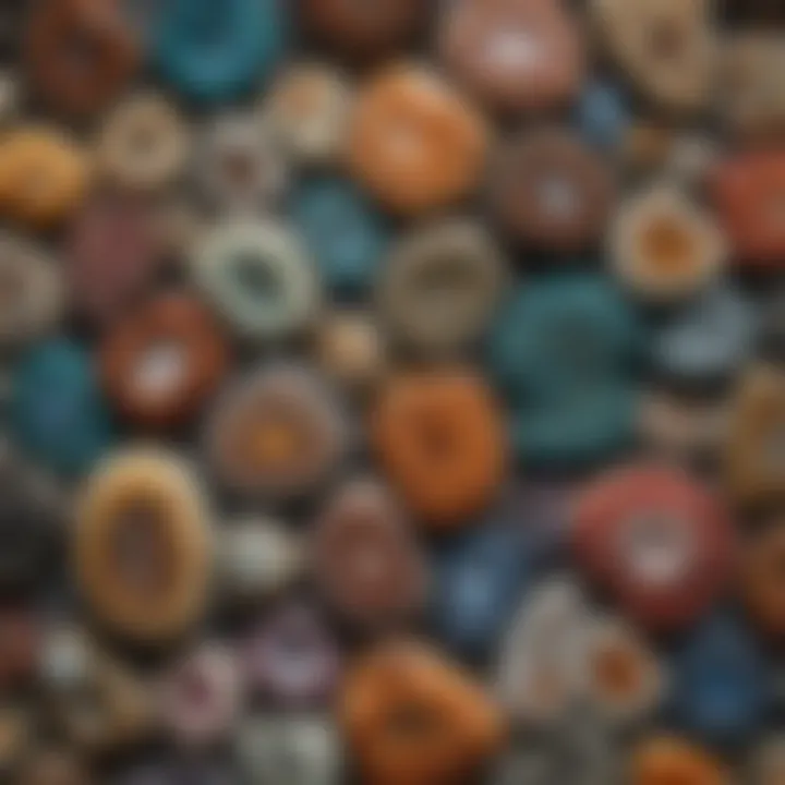 Close-up of various types of druzy stones