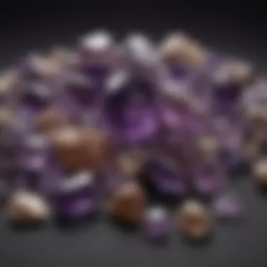 Comparison of various amethyst types displayed on a velvet background for clarity