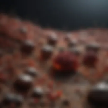 Formation of Anthill Garnets A geological illustration depicting the formation process of anthill garnets in their natural habitat