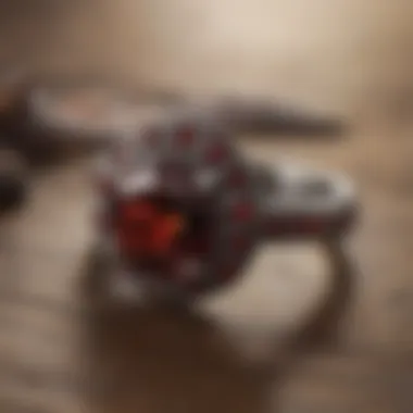 Elegant Anthill Garnet Jewelry An elegant piece of anthill garnet jewelry showcased on a rustic wooden surface, highlighting its natural beauty
