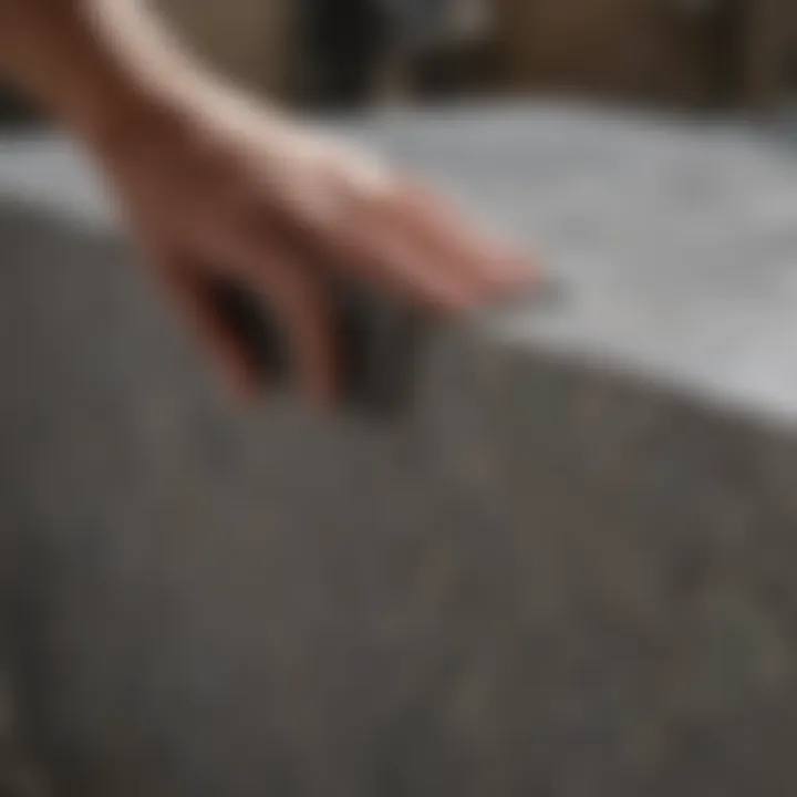 User applying polishing compound on granite