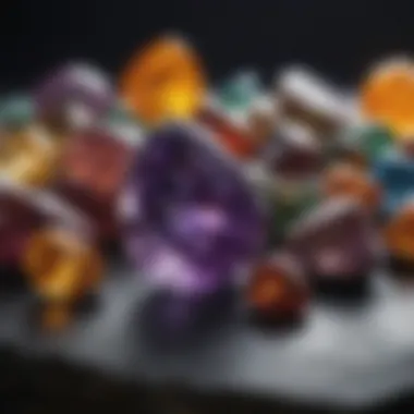 A stunning display of various gemstones showcasing their brilliance and colors.