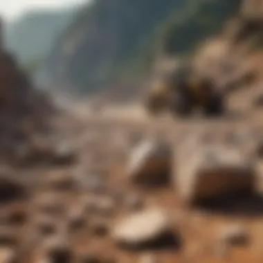 A scenic view of a Brazilian quarry where various stones are extracted