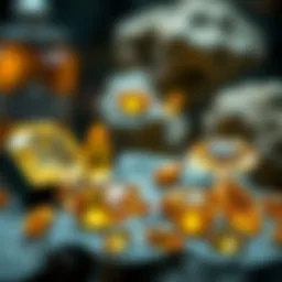 Citrine gemstone display