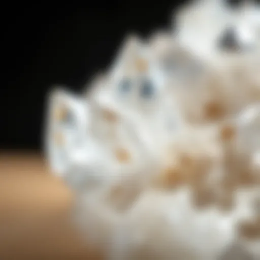 Close-up view of pristine quartz crystal clusters