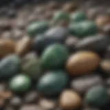 A close-up view of various green stones showcasing their unique textures and colors.