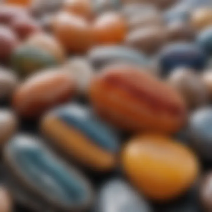 Color variations in agate stones displayed side by side.