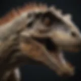 Detailed view of a dinosaur fossil specimen showcasing its unique features