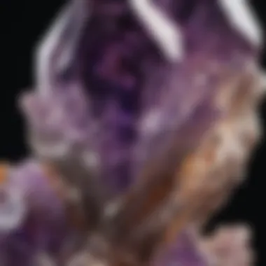 Intricate Amethyst Details Close-up of an amethyst crystal highlighting its intricate details and facets.
