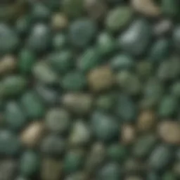 Close-up of various opaque green stones showcasing their textures and colors