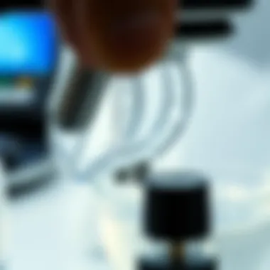 Close-up view of a refractometer measuring liquid density