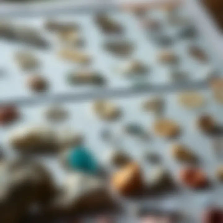 Detailed close-up of a rock and mineral identification chart, highlighting essential features.