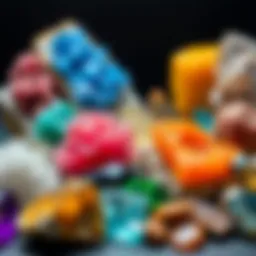 A vibrant display of various mineral specimens showcasing their unique colors and textures.