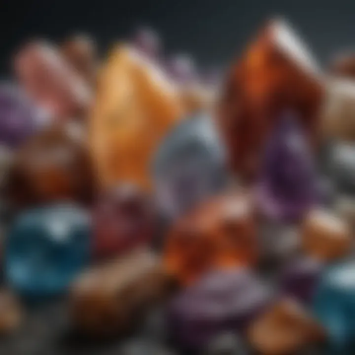 A close-up of various crystals showcasing their unique colors and textures