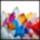 A close-up view of various crystal types showcasing their unique colors and structures