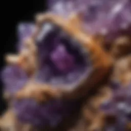 Close-up of a vibrant amethyst cluster showcasing intricate crystalline structures
