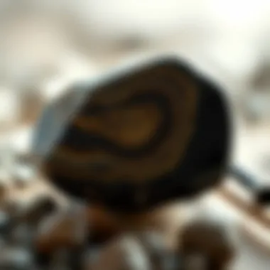 A detailed examination of a single tumbled stone, revealing its unique patterns and natural characteristics.