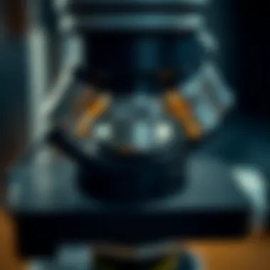 Microscope Lenses and Adjustments Close-up view of microscope lenses and adjustments