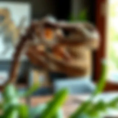 Dinosaur Skull Replica in Office Decor A beautifully crafted dinosaur skull replica used as a decorative accent in an office