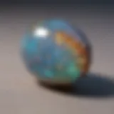 A comparison of real and fake opal stones showcasing their distinct color patterns