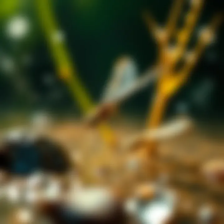 Dragonfly larvae in their natural aquatic habitat