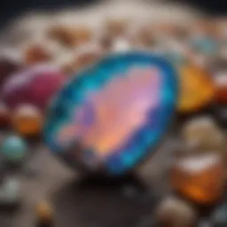 A close-up view of a vibrant opal showcasing its unique color play.