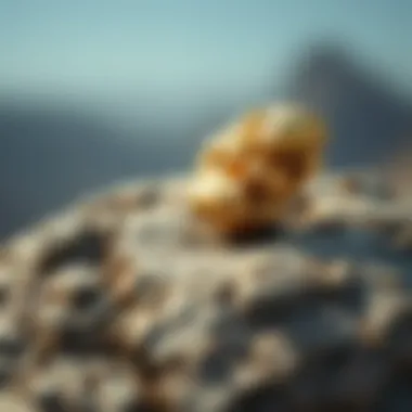 Natural Gold Nugget Natural gold nugget on a textured rock surface