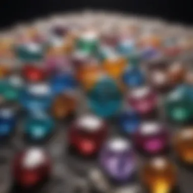Colorful Gemstones with Sparkle An array of colorful gemstones exhibiting distinct sparkles.