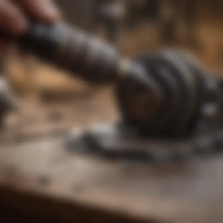 Close-up of a rotary tool used for fossil preparation