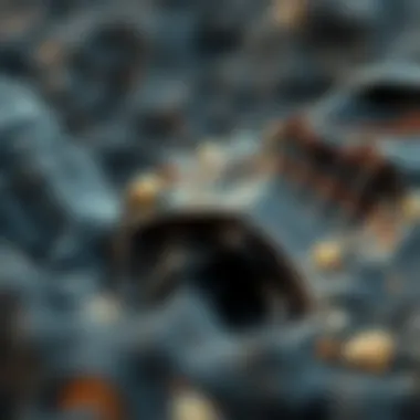 Natural formation of black obsidian in a volcanic landscape