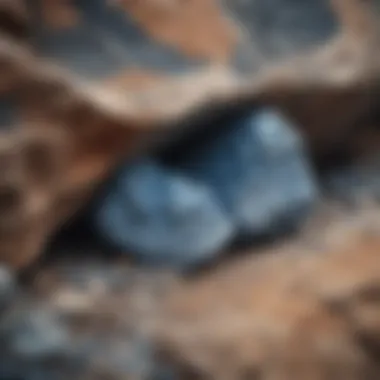 Geological Insights: Blue Rock Formations A geological cross-section revealing blue rock formations in nature