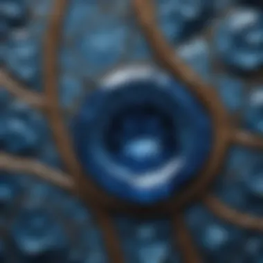 Close-up of a rare blue gemstone with intricate patterns