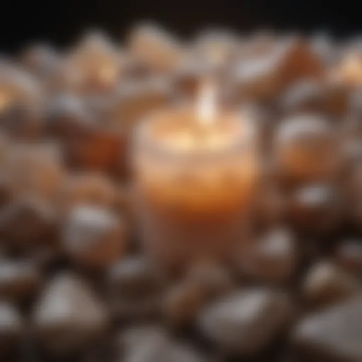 An assortment of candle quartz stones displayed for holistic purposes