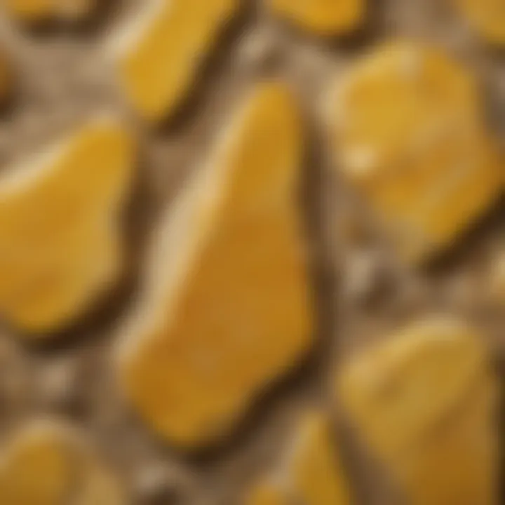 Close-up view of a clear yellow stone showcasing its unique texture and clarity