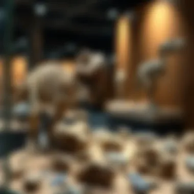 Dinosaur fossils on display