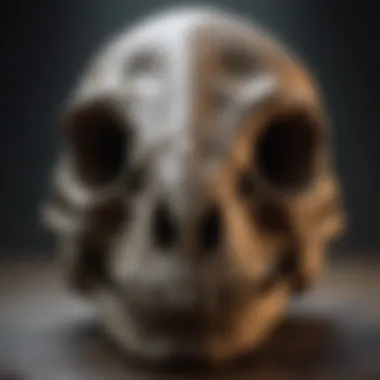 Artistic Representation of Dinosaur Skull An artist's interpretation of a dinosaur skull displayed in a creative manner