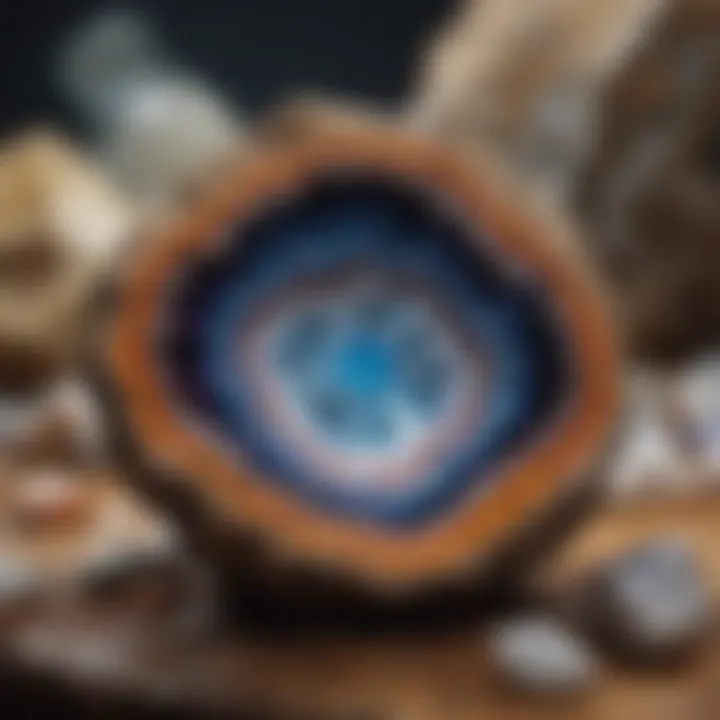Natural geode revealing the sparkling crystals inside, illustrating geological formations.