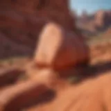 Vibrant red sandstone formations in a desert landscape