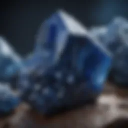 Close-up view of dumortierite crystal showcasing its unique blue hues and texture