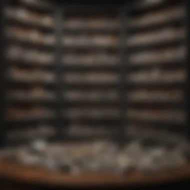 Showcasing EMF Stone Collection A well-organized display of EMF stones in a collector's cabinet