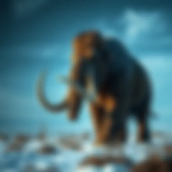 The woolly mammoth roaming the icy tundra.