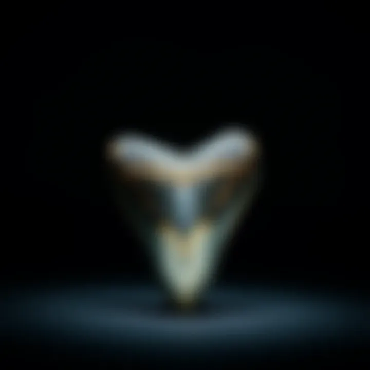 Magnificent Megalodon Tooth Magnificent 5-inch megalodon tooth displayed on a dark background
