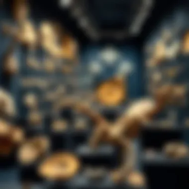 An aesthetically pleasing arrangement of fossils and display stands in a gallery