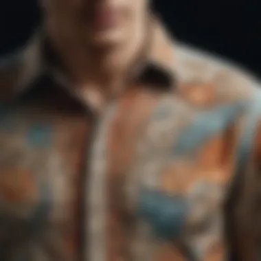 Intricate Paleontological Patterns A vibrant fossil shirt showcasing intricate patterns inspired by paleontological designs.